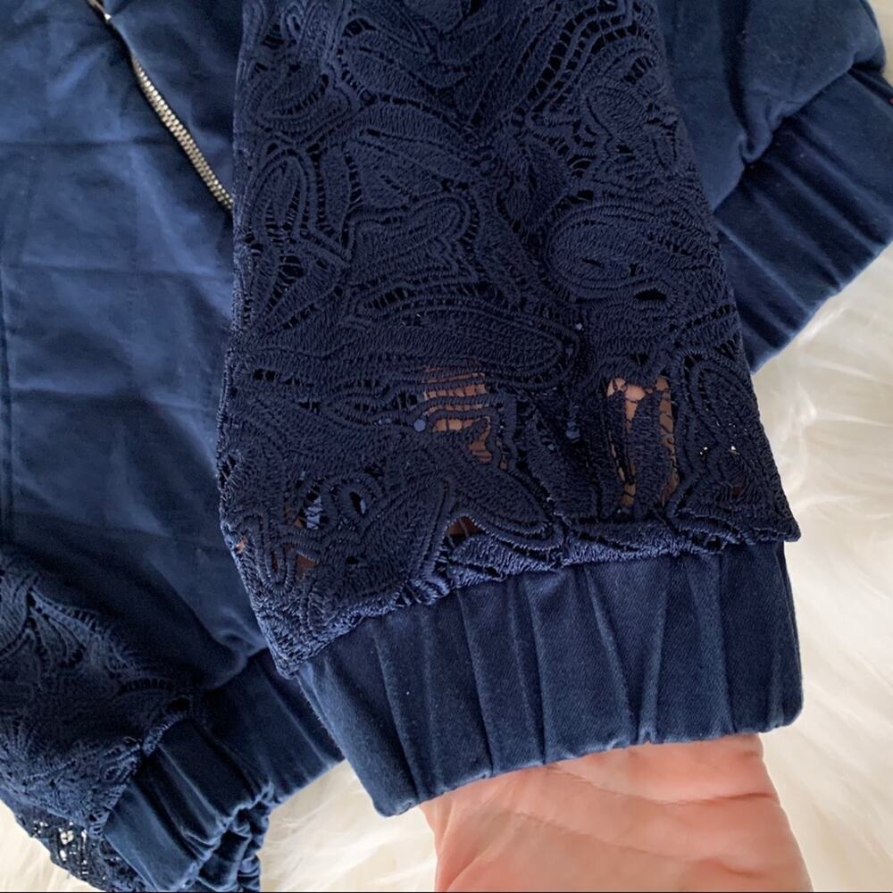 AMUR Quilted Lace Bomber Jacket Coat Ruched XS - Picture 6 of 13